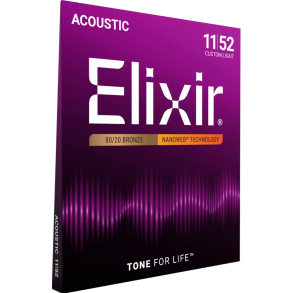 Elixir Nanoweb Acoustic Bronze 11027 Custom Light 11-52
